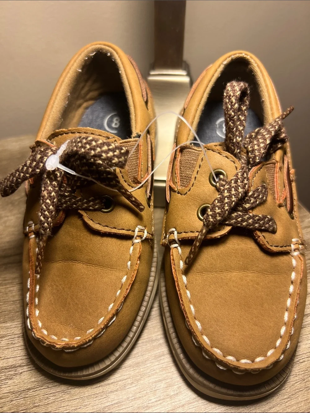 Cat & Jack Toddler Brown Moccasin Boat Shoes stock(38)